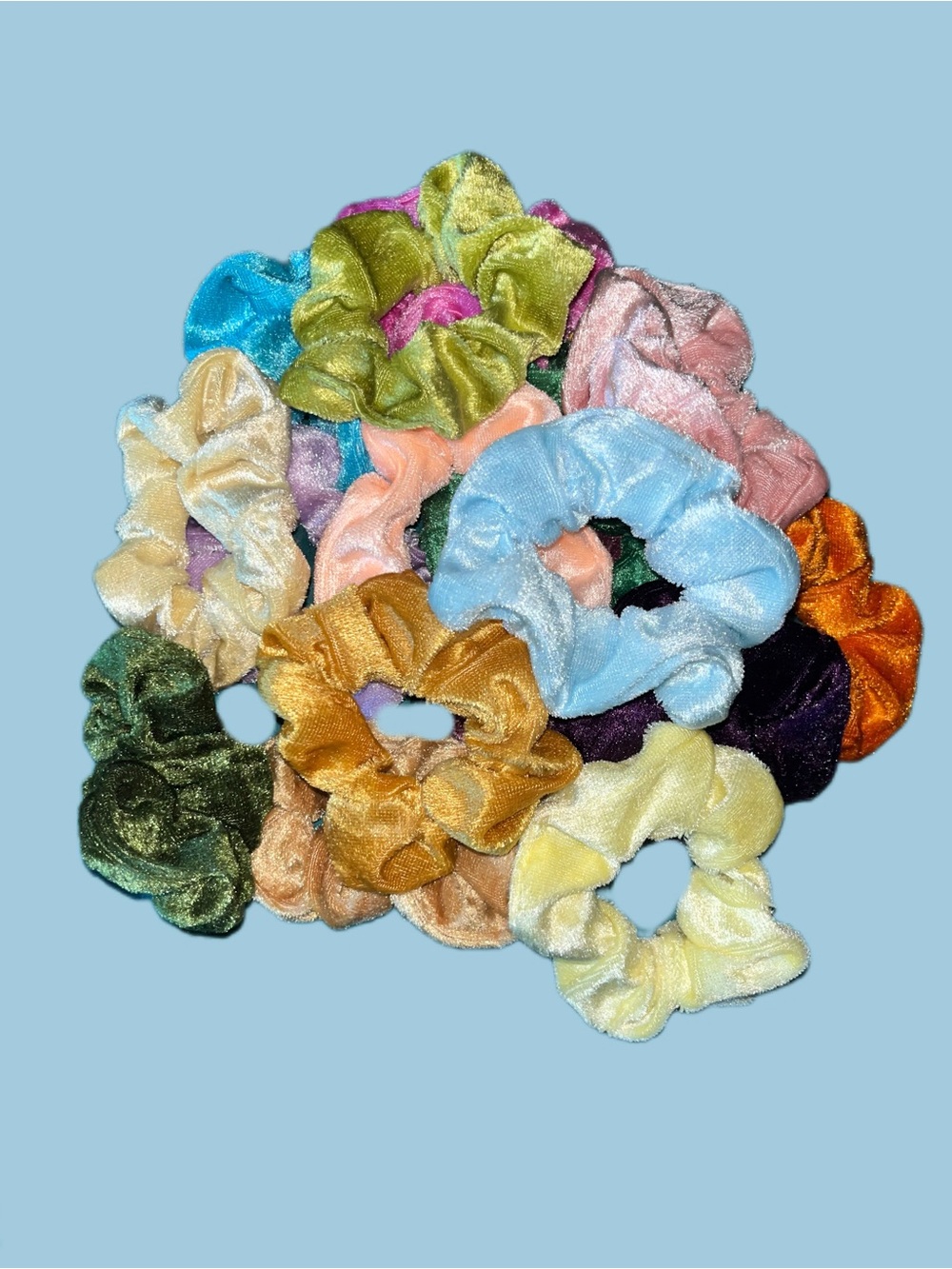 17 Set of Colorful Velvet Scrunchies - Multicolor Pack